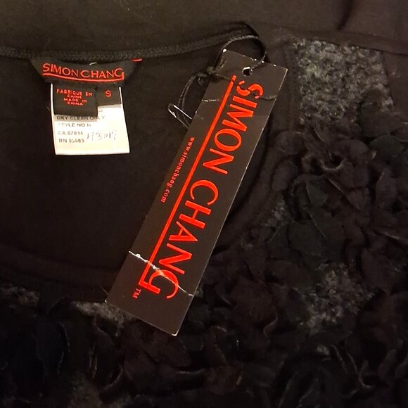 NWT Simon Chang Women's Black Gray Patchwork Floral Design Blouse 6 S - Picture 8 of 9
